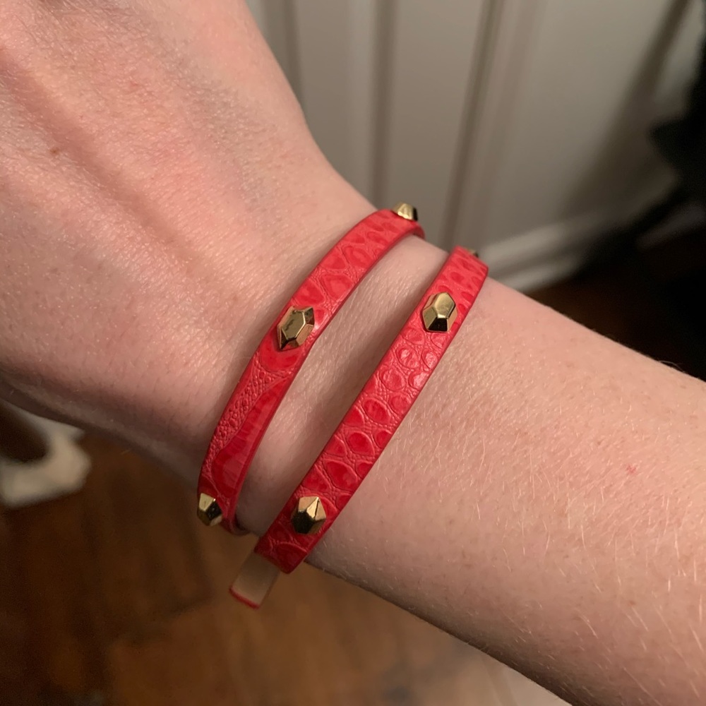 Stella & Dot Hudson Red Leather Studded Bracelet